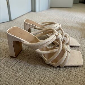 H&M Canvas Ivory Heeled Sandal - Size 38 (7.5)